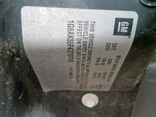 1G8AK55F47Z193245 - 2007 SATURN ION LEVEL 灰色 照片 10