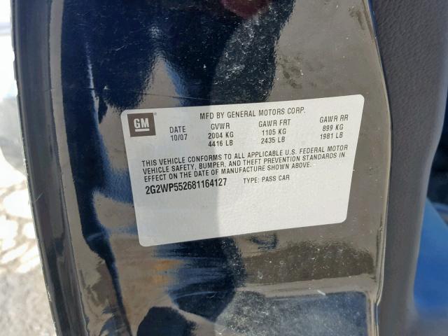 2G2WP552681164127 - 2008 PONTIAC GRAND PRIX BLACK photo 10