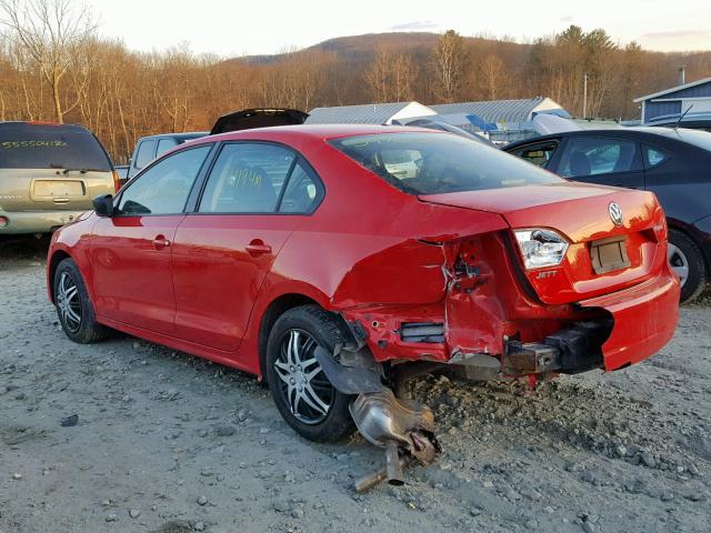 3VW1K7AJ6CM382807 - 2012 VOLKSWAGEN JETTA BASE 红色 照片 3