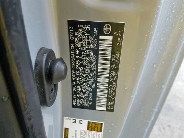 JTKJF5C76E3075339 - 2014 TOYOTA SCION TC 银色 照片 10