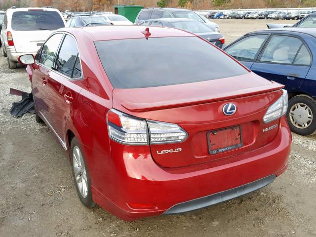 JTHBB1BA4A2028872 - 2010 LEXUS HS 250H RED photo 3