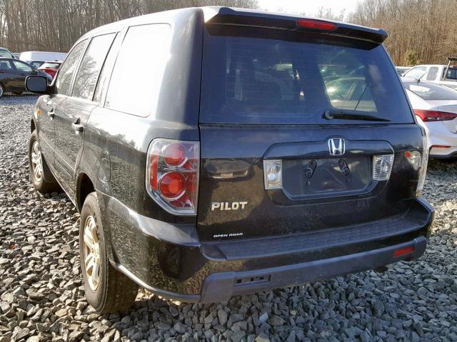 5FNYF28137B030373 - 2007 HONDA PILOT LX BLACK photo 3