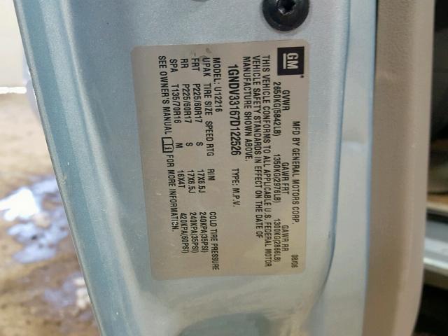 1GNDV33167D122526 - 2007 CHEVROLET UPLANDER L Mavi foto 10