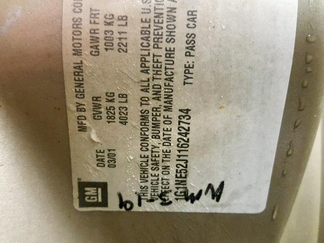 1G1NE52J116242734 - 2001 CHEVROLET MALIBU LS 棕色 照片 10