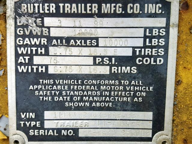 1BUD16206X2009523 - 1999 MISC FLAT BED Jaune photo 10