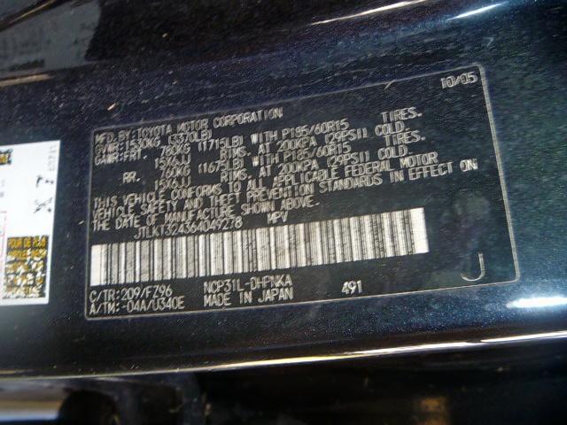 JTLKT324364049278 - 2006 TOYOTA SCION XB BLACK photo 10