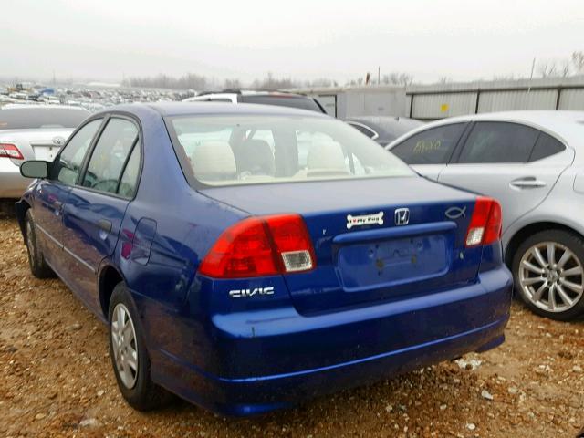 1HGES16334L024418 - 2004 HONDA CIVIC DX V BLUE photo 3