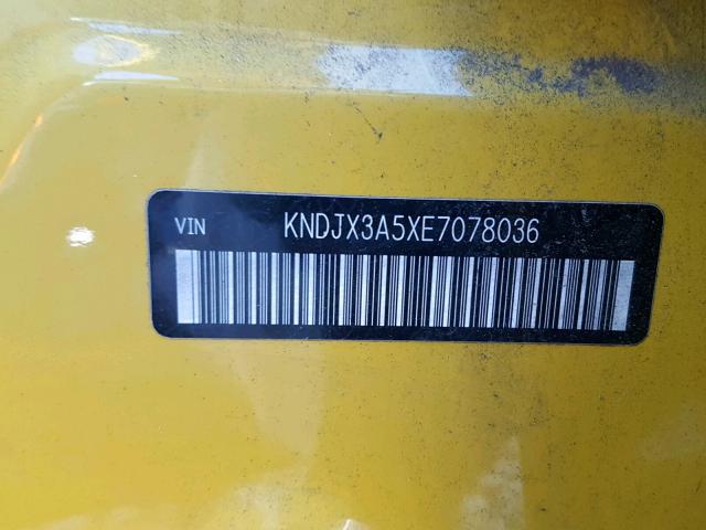 KNDJX3A5XE7078036 - 2014 KIA SOUL ! YELLOW photo 10