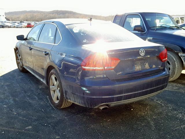 1VWBP7A30DC107766 - 2013 VOLKSWAGEN PASSAT SE BLUE photo 3