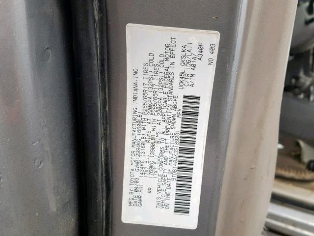 5TDBT48AX3S189231 - 2003 TOYOTA SEQUOIA LI SILVER photo 10