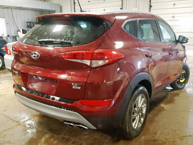 KM8J3CA24HU421992 - 2017 HYUNDAI TUCSON LIM MAROON photo 4