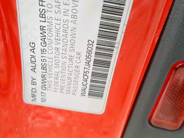 WAUC4CF57JA056032 - 2018 AUDI S5 PRESTIG RED photo 10