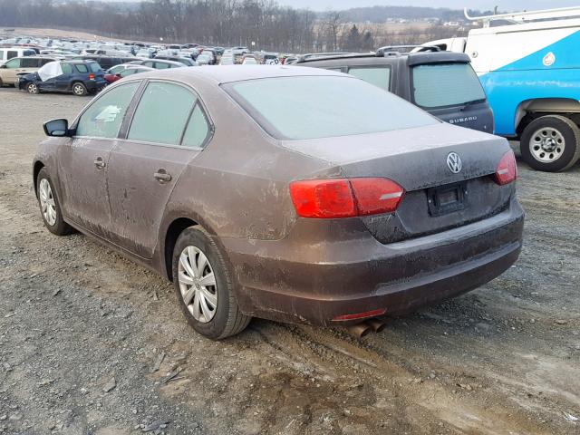 3VW1K7AJ7EM321923 - 2014 VOLKSWAGEN JETTA BASE BROWN photo 3