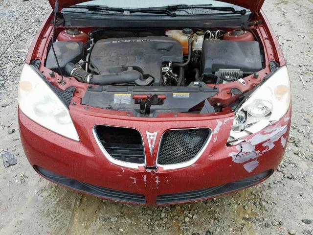 1G2ZF57B384268656 - 2008 PONTIAC G6 VALUE L BURGUNDY photo 7