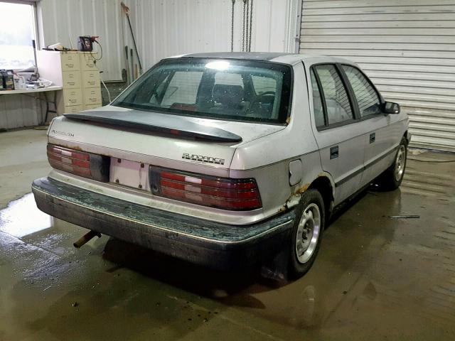 1P3XP28D3MN637633 - 1991 PLYMOUTH SUNDANCE A SILVER photo 4