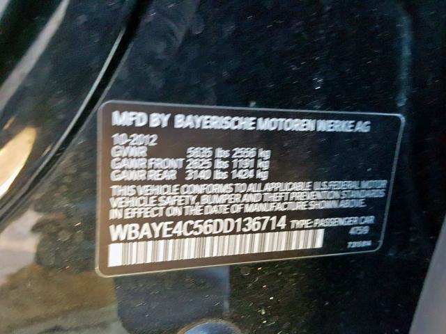 WBAYE4C56DD136714 - 2013 BMW 740 LI BLACK photo 10