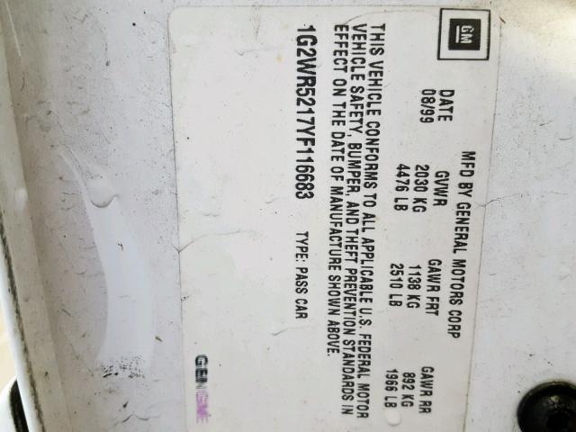 1G2WR5217YF116683 - 2000 PONTIAC GRAND PRIX 白色 照片 10