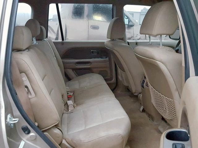 5FNYF28116B040592 - 2006 HONDA PILOT LX GOLD photo 6