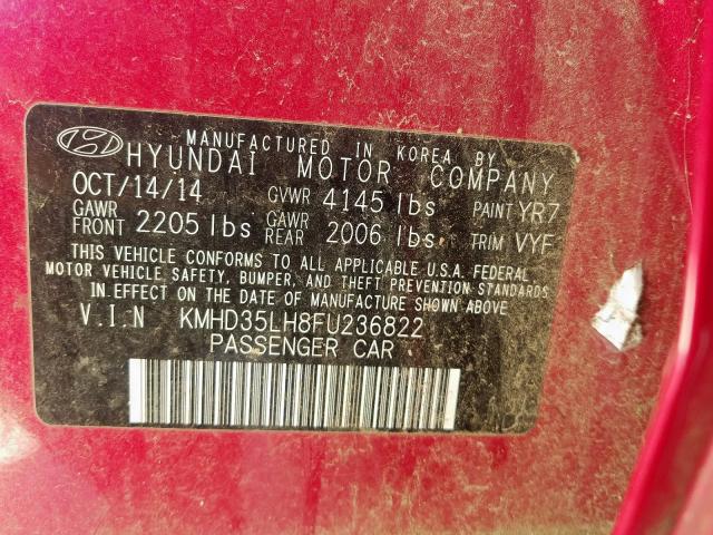 KMHD35LH8FU236822 - 2015 HYUNDAI ELANTRA GT RED photo 10