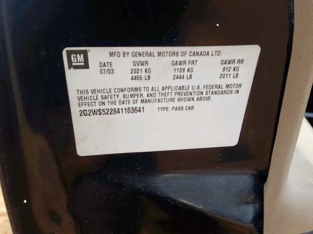 2G2WS522841163641 - 2004 PONTIAC GRAND PRIX BLACK photo 10