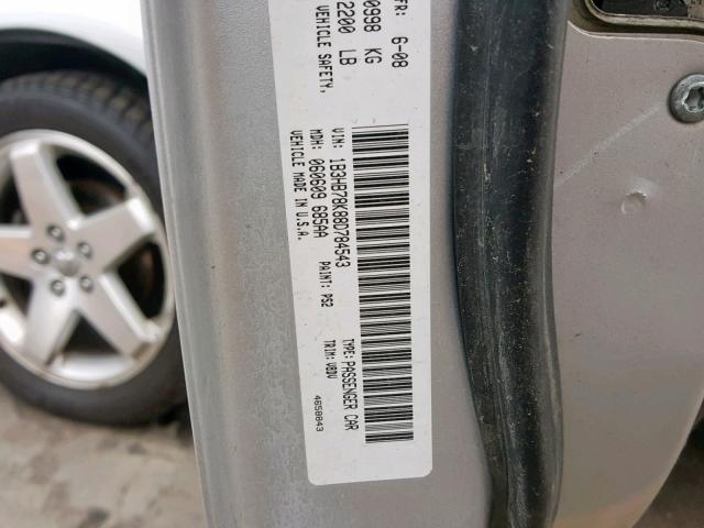 1B3HB78K88D784543 - 2008 DODGE CALIBER R/ SILVER photo 10