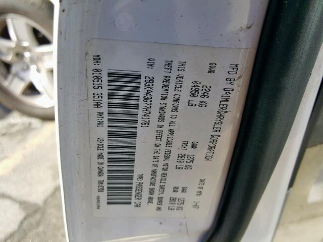 2B3KA43G77H741761 - 2007 DODGE CHARGER SE WHITE photo 10