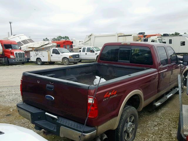 1FTWW31R58EA37129 - 2008 FORD F350 SRW S MAROON photo 4