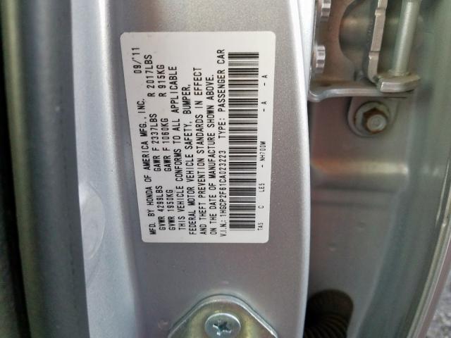 1HGCP2F61CA023223 - 2012 HONDA ACCORD SE GRAY photo 10