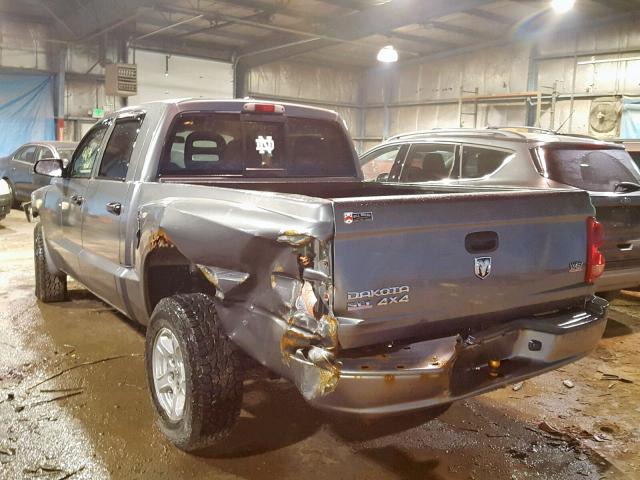 1D7HW48P77S196078 - 2007 DODGE DAKOTA QUA GRAY photo 3