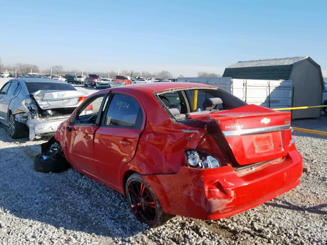 KL1TD56E79B635582 - 2009 CHEVROLET AVEO LS RED photo 3