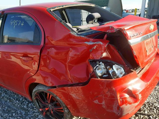 KL1TD56E79B635582 - 2009 CHEVROLET AVEO LS RED photo 9