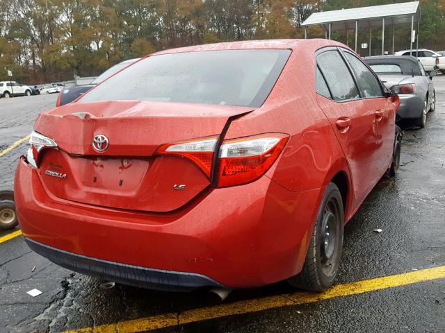 2T1BURHE6EC032255 - 2014 TOYOTA COROLLA L RED photo 4