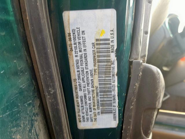 4S3BG6851V6601297 - 1997 SUBARU LEGACY OUT GREEN photo 10