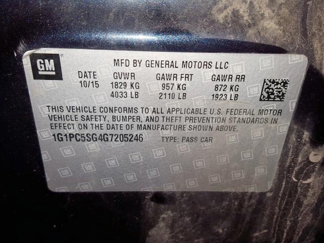 1G1PC5SG4G7205246 - 2016 CHEVROLET CRUZE LIMITED LS  photo 10