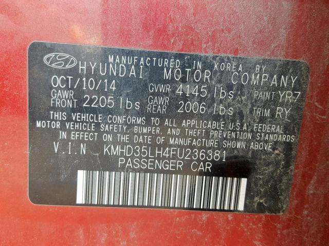 KMHD35LH4FU236381 - 2015 HYUNDAI ELANTRA GT RED photo 10