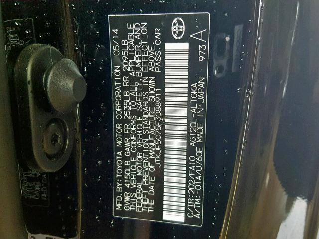 JTKJF5C75F3088911 - 2015 TOYOTA SCION TC BLACK photo 10