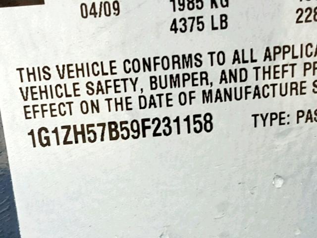 1G1ZH57B59F231158 - 2009 CHEVROLET MALIBU 1LT GRAY photo 10