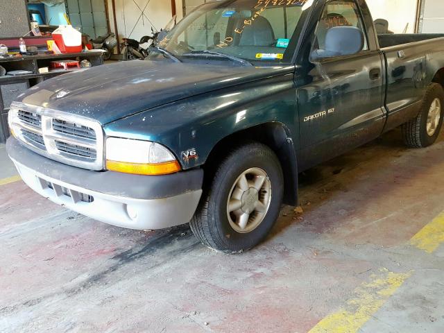 1B7FL26X1VS226092 - 1997 DODGE DAKOTA GREEN photo 2