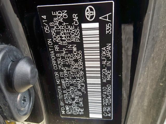 JTKJF5C78F3089356 - 2015 TOYOTA SCION TC შავი ფოტო 10