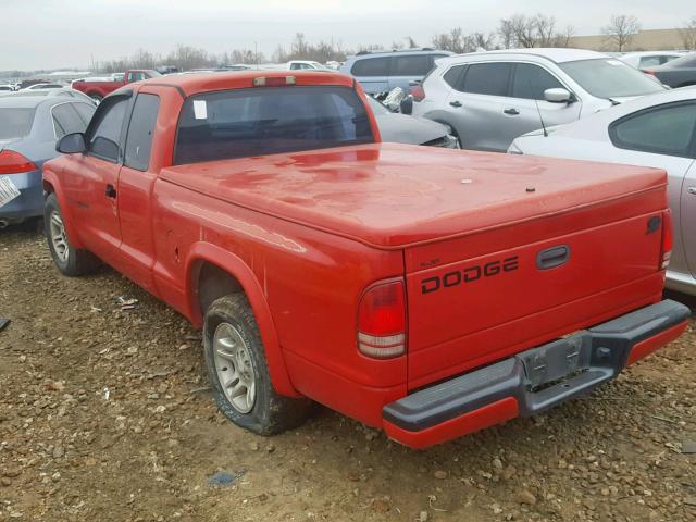 1B7GL22X91S175249 - 2001 DODGE DAKOTA RED photo 3