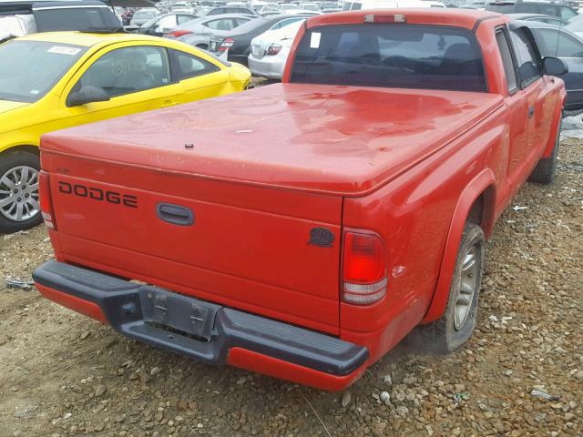 1B7GL22X91S175249 - 2001 DODGE DAKOTA RED photo 4