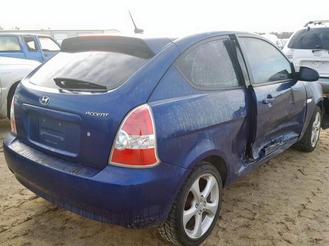 KMHCN36C29U126167 - 2009 HYUNDAI ACCENT SE BLUE photo 4