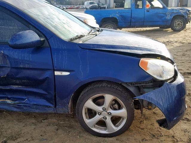 KMHCN36C29U126167 - 2009 HYUNDAI ACCENT SE BLUE photo 9