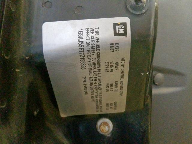 1G8AJ55F77Z188866 - 2007 SATURN ION LEVEL BLUE photo 10