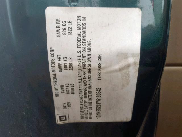 1G1NE52J3Y6190842 - 2000 CHEVROLET MALIBU LS Vert photo 10