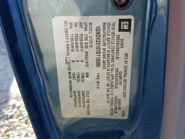 1GNDV23167D118986 - 2007 CHEVROLET UPLANDER L Yaşıl foto 10