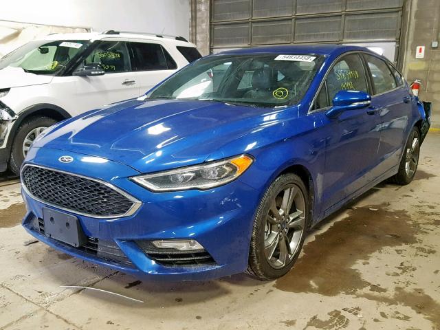 3FA6P0VP2HR100372 - 2017 FORD FUSION SPO BLUE photo 2