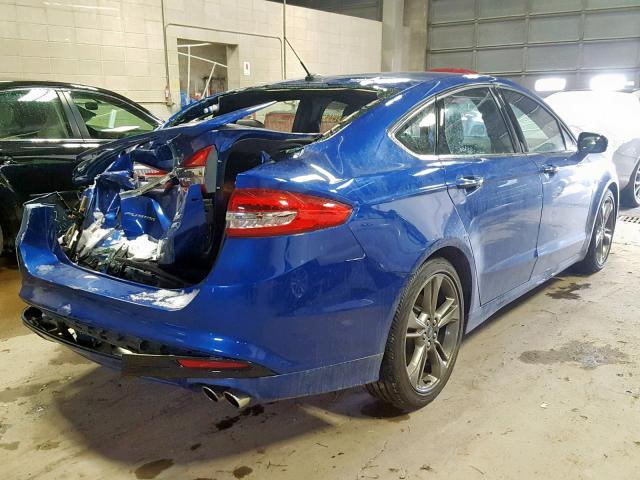 3FA6P0VP2HR100372 - 2017 FORD FUSION SPO BLUE photo 4