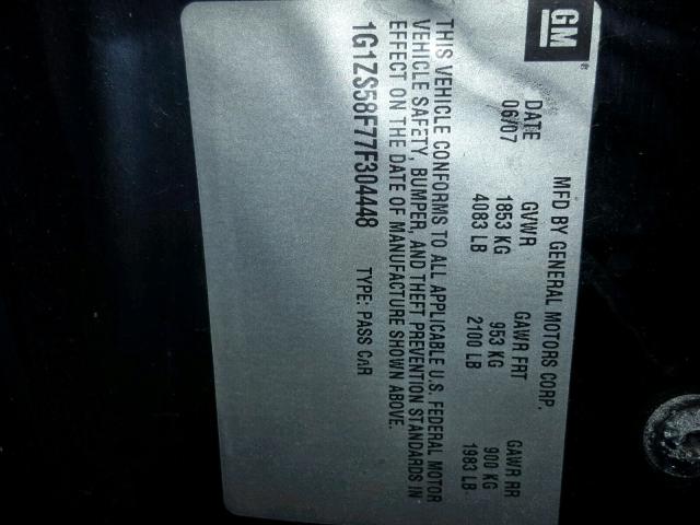 1G1ZS58F77F304448 - 2007 CHEVROLET MALIBU LS 黑色 照片 10