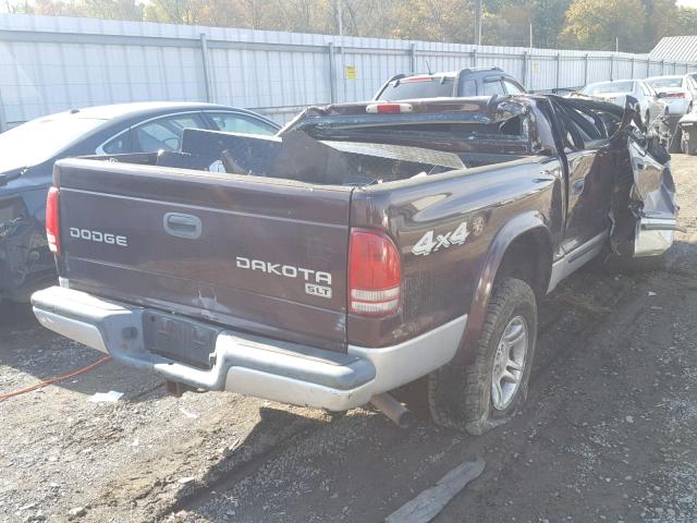 1D7HG48N84S706915 - 2004 DODGE DAKOTA QUA MAROON photo 4